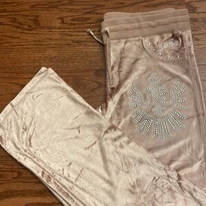 Vintage Y2K BCBGMAXAZRIA soft VELOUR  embellished pull on pants draw string XL